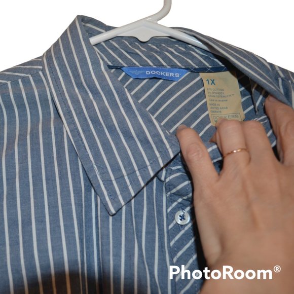 Dockers Stain Defender Retro Long Sleeve Button Down Women Shirt 1X - Picture 3 of 9
